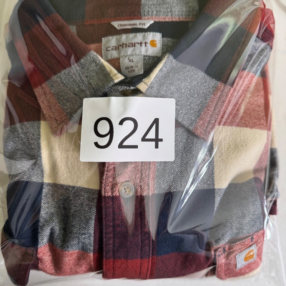 Carhartt Plaid Flannel Button Down Mens XL Red Blue Original Fit Work Shirt - Picture 8 of 10